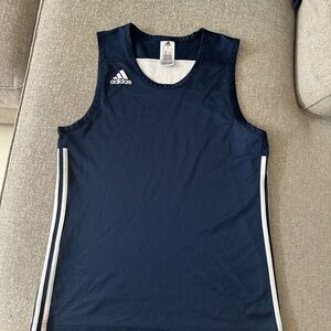Adidas Dark Blue and White Athletic Tank